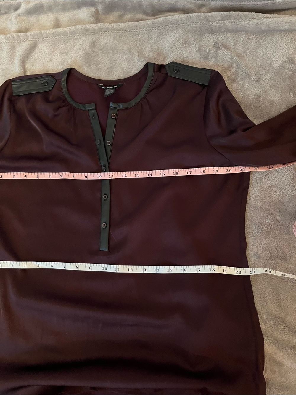 Express Plum Satin-Blend Button Front Blouse - Picture 3 of 5